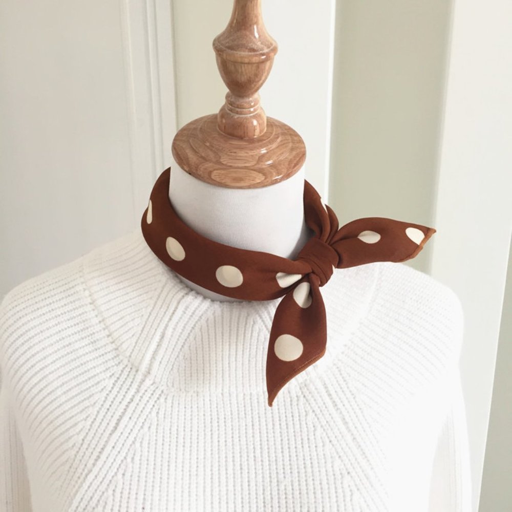 Caramel Brown Polka Dot Scarf - Picture 5 of 6